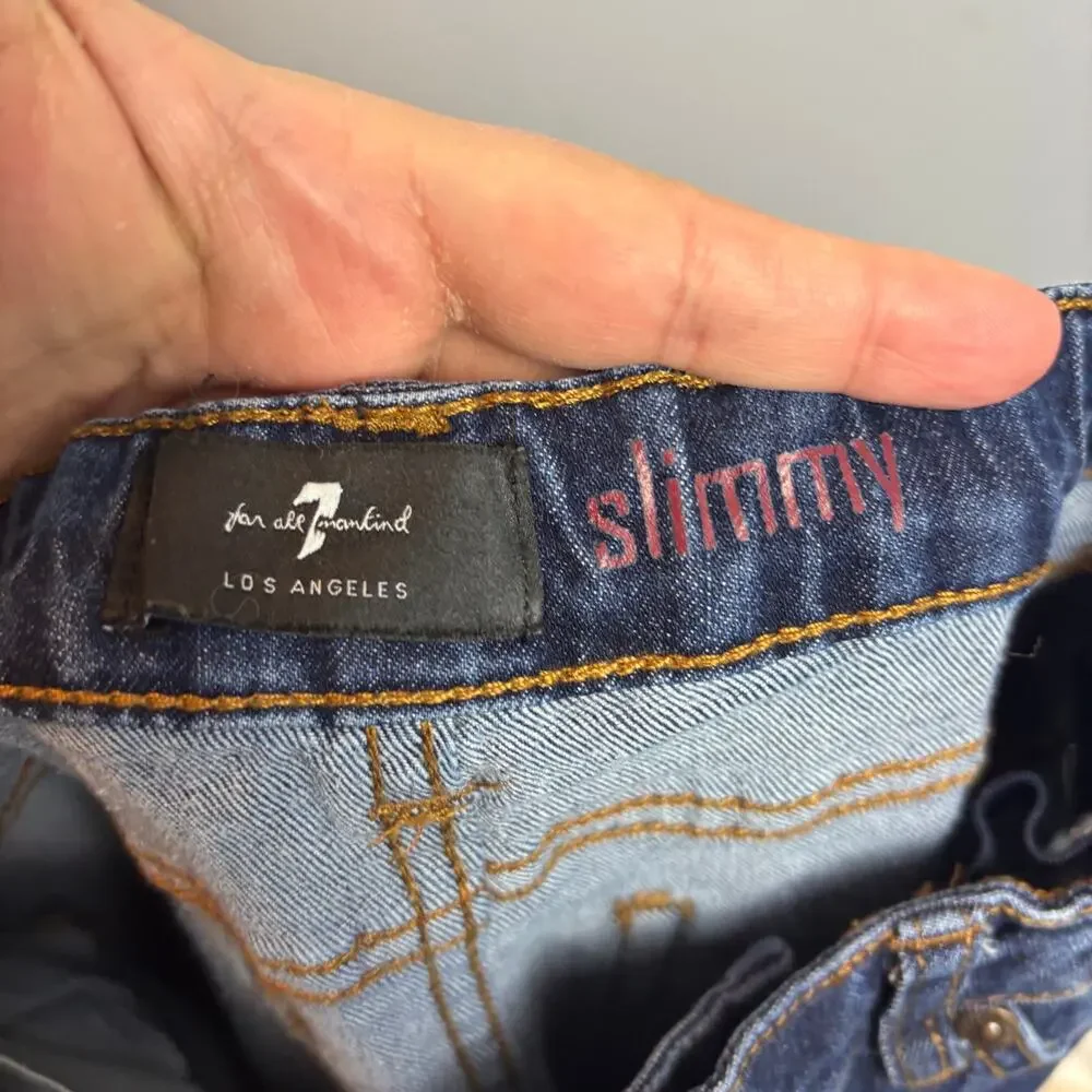 7 For All Mankind Slimmy Adjustable Waistband Girls Size 12 Jeans Darkwash Denim